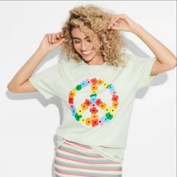The Phluid Project Tops - Pride Adult The PHLUID Project Short Sleeve 'Peace Sign' T-Shirt - Green M